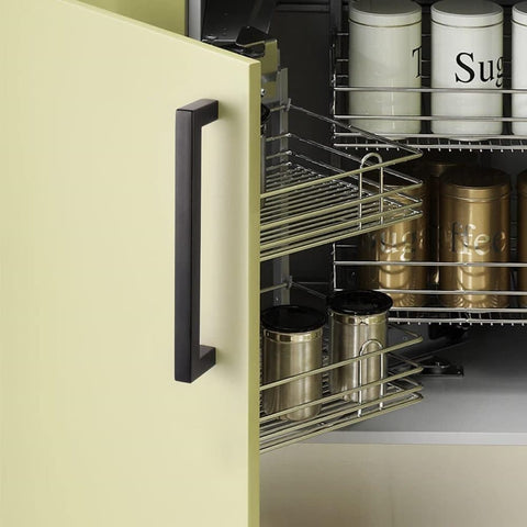 12 pcs Black Stainless Steel Cabinet Handles, 128/192 mm, Compatible with Furniture