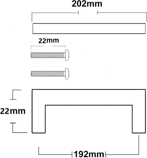 12 pcs Black Stainless Steel Cabinet Handles, 128/192 mm, Compatible with Furniture