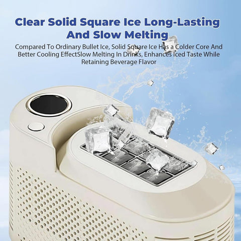 Portable Ice Machine Fast Ice Production in 10-15 Minutes Energy-Efficient Small Ice Maker with Low Noise Level Compatible with Car Use, White
