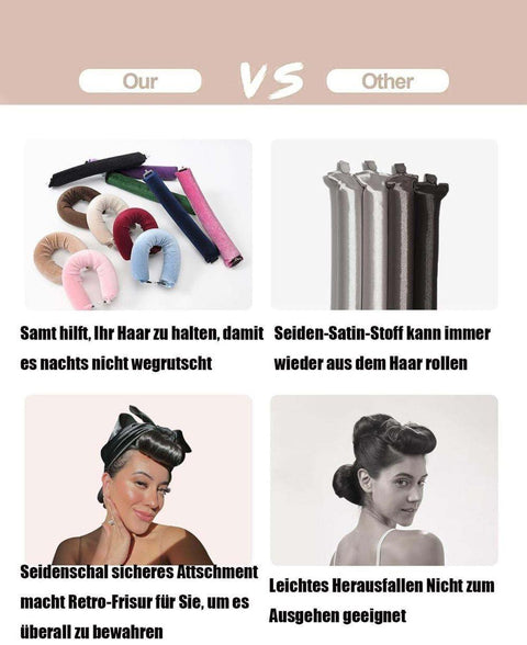 Heat-Free Hair Curlers 4-piece, Pink, Flexible Curling Rollers with Hook, Gentle Hair Care without Heat