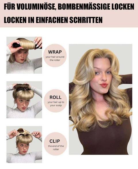 Heat-Free Hair Curlers 4-piece, Gentle Flexible Curling Rollers with Hook, No Heat Hair Care, Wood