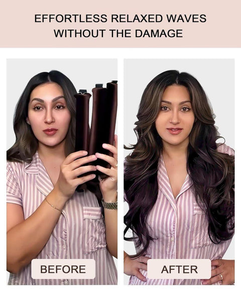 Heat-Free Hair Curlers 4-piece, Gentle Flexible Curling Rollers with Hook, No Heat Hair Care, Wood