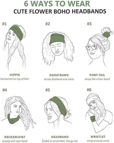 6 pcs Elastic Hair Band Headband for Yoga Training, Patterned