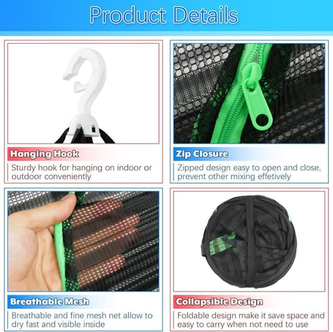 4 Layer Hanging Drying Net with Zipper, Foldable Garden Drying Net for Plants Seeds and Fish, 40x60cm