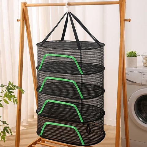 3 Layer Hanging Drying Net, 40x60cm, Foldable with Zipper for Plants Seeds and Fish