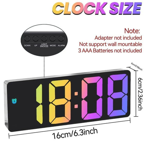 6.7 Inch LED Alarm Clock with Dimmable Display and Temperature, Large Electronic Digital Clock