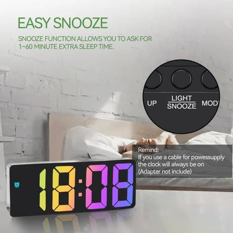 6.7 Inch LED Alarm Clock with Dimmable Display and Temperature, Large Electronic Digital Clock
