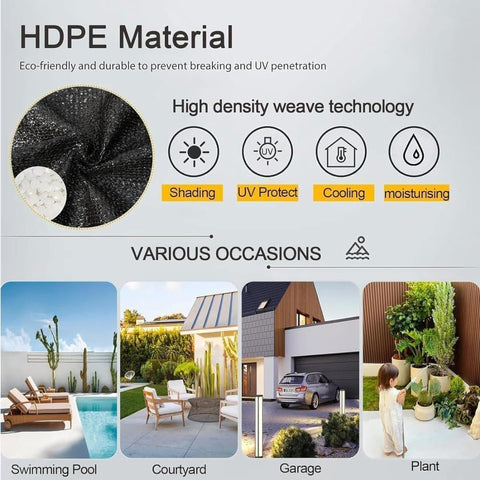 Black Sun Sail HDPE 85-90% UV Protection, 200cm x 300cm