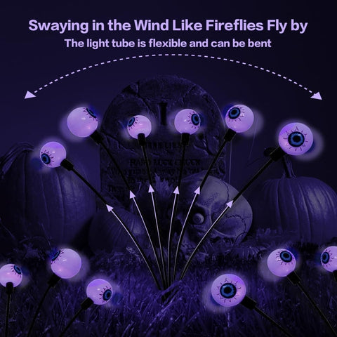 1-Pack Solar Powered Halloween Eye Lights for Garden and Patio Decoration, Waterproof, Purple, 1/4