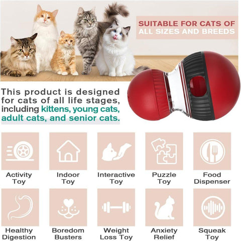 Interactive Cat Toy with Bird Sounds Slow Feeder Food Dispenser for Indoor Cats, Compatible with All Breeds