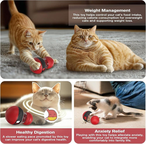 Interactive Cat Toy with Bird Sounds Slow Feeder Food Dispenser for Indoor Cats, Compatible with All Breeds