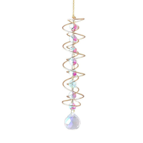 Colorful Crystal Solar Wind Chime KC2 with Spiral Design, Rotating Decor for Window Garden Wedding Gift
