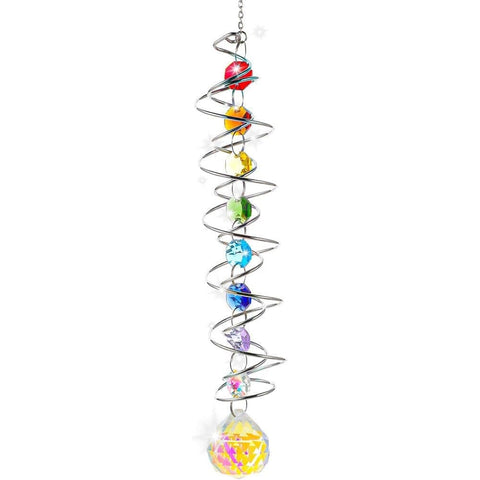 Colorful Crystal Solar Wind Chime KC3 with Spiral Design, Rotating Decor for Window Garden Wedding Gift