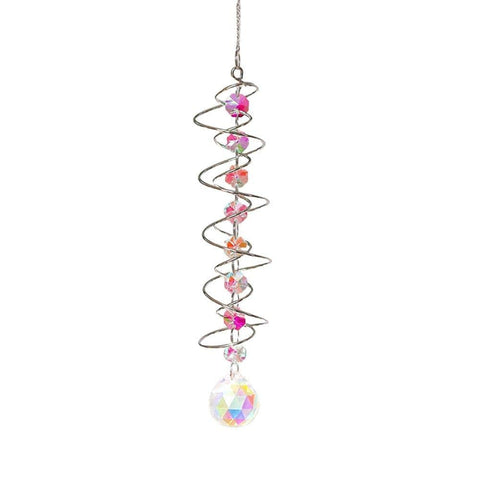 Colorful Crystal Solar Wind Chime KC1 with Spiral Design, Rotating Decor for Window Garden Wedding Gift