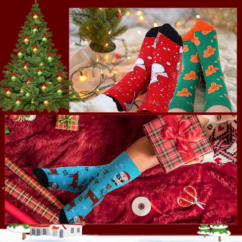 24 Pair Christmas Socks Advent Calendar 2025, Unisex Party Socks with Santa Snowman Reindeer, for Christmas Party Gift
