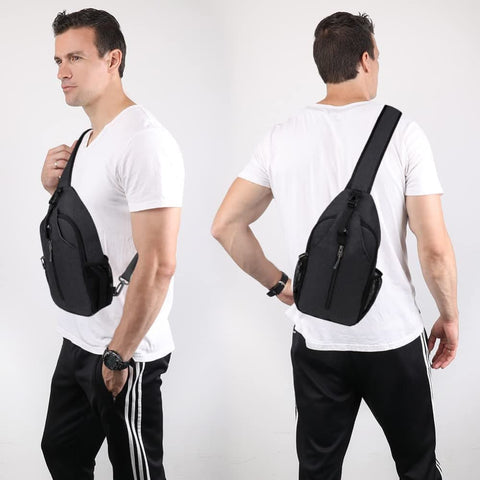 Multifunctional Shoulder Crossbody Chest Backpack with Headphone Jack, Unisex for Hiking Traveling Climbing, Light Gray