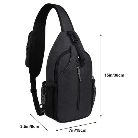 Multifunctional Shoulder Crossbody Chest Backpack with Headphone Jack, Unisex for Hiking Traveling Climbing, Dark Blue