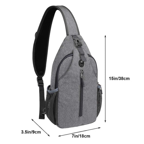 Unisex Multifunctional Shoulder Bag Crossbody Chest Backpack with Headphone Jack for Hiking Travel Climbing, Dark Gray