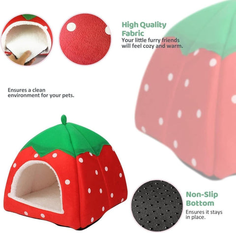 Guinea Pig and Rabbit House, Small Animal Bed for Sleep Play Rest, Compatible with Smultron Pet, 31 x 31 x 33cm