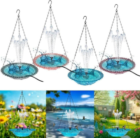 Solar Powered Bird Bath Fountain for Garden and Outdoors, Automatic Solar Waterer, Gray