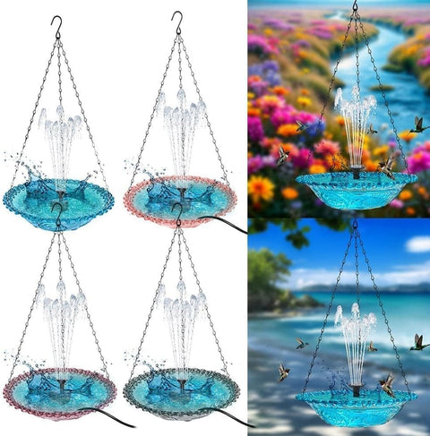 Solar Powered Bird Bath Fountain for Garden and Outdoors, Automatic Solar Waterer, Pink