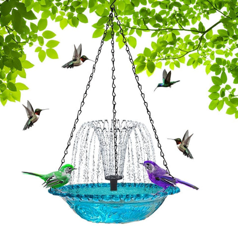 Solar Powered Bird Bath Fountain for Garden and Outdoors, Automatic Water Feature, Decorative Bird Waterer, Purple