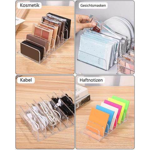 2-Pack Acrylic Makeup Organizer with 7 Compartments for Eyeshadow, 17×12.5×4cm, Perfect for Vanity and Dressing Tables