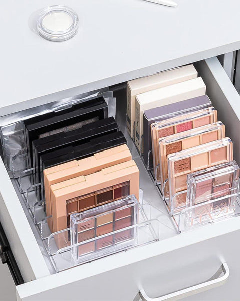 2-Pack Acrylic Makeup Organizer with 7 Compartments for Eyeshadow, 17×12.5×4cm, Perfect for Vanity and Dressing Tables