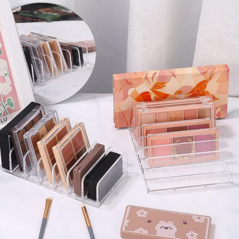 2-Pack Acrylic Makeup Organizer with 7 Compartments for Eyeshadow, 17×12.5×4cm, Perfect for Vanity and Dressing Tables