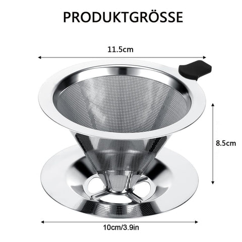 Stainless steel reusable coffee filter, easy to clean and durable, environmentally friendly for brewed coffee, 11.5CM
