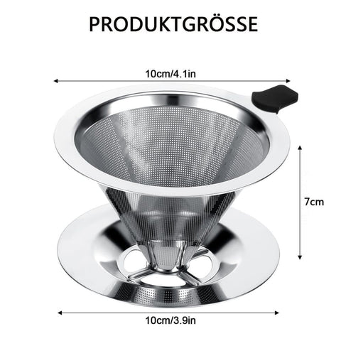 Stainless steel reusable coffee filter, easy to clean and durable, environmentally friendly permanent filter for brewed coffee, 12CM