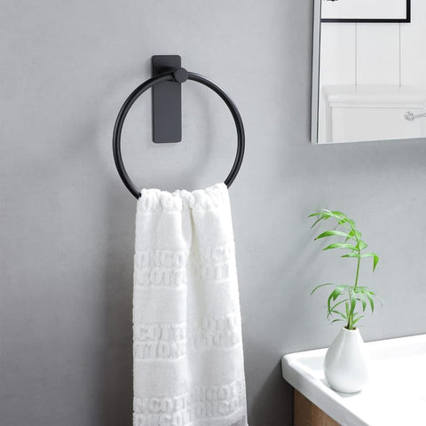 Stainless Steel Towel Rack, Drill-Free Assembly, Durable Modern Bathroom Design, Black