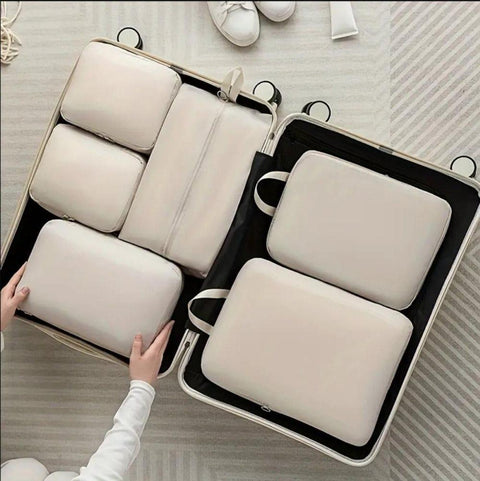 6-Piece Waterproof Travel Storage Bags Organizer, Pink, Compatible with All Brands