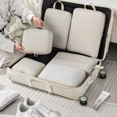 6-Piece Waterproof Travel Storage Bags Organizer for Suitcase, Gray, Compatible with Travel and Vacation