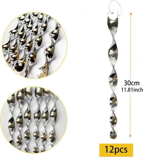 30-Pack Silver Bird Repellent Spiral Scarecrow, UV Resistant for Garden and Terrace, 30 cm