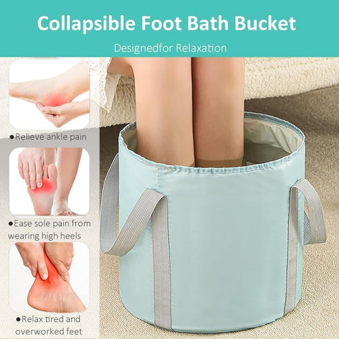 Foldable Foot Bath Tub Blue, Portable for Home Travel Camping Spa Care, 30x20cm