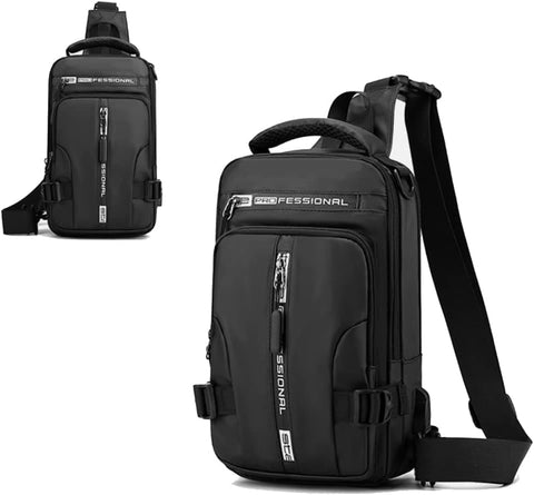 Men's Water Resistant Shoulder Bag with USB Charging Port, Cross Body Bag for Men and Women, Gray