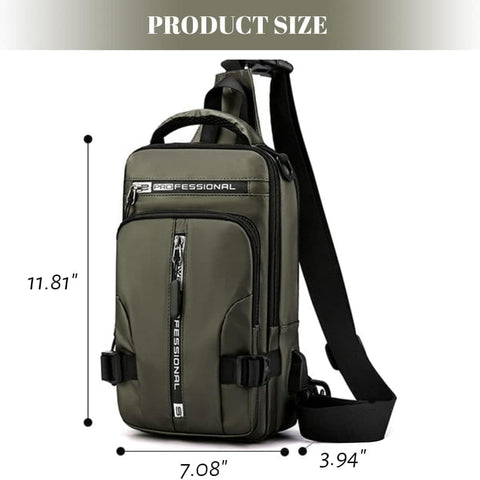 Men's Water Resistant Shoulder Bag with USB Charging Port, Cross Body Bag for Men and Women, Gray