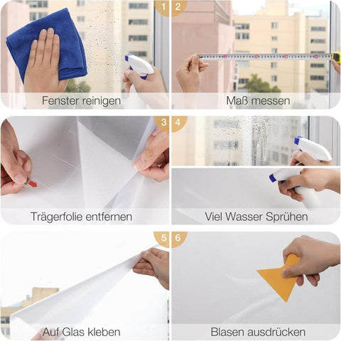 Frosted window film 60cmx5m, self-adhesive opaque privacy film with UV protection for bathrooms and offices, transparent