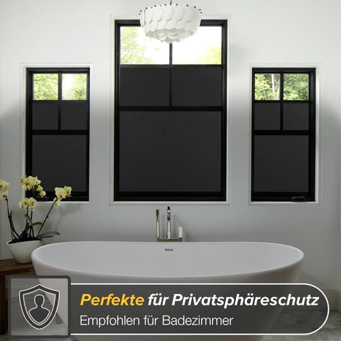 Black Frosted Window Film for Bathrooms and Offices, Self-Adhesive Opaque UV Protection Privacy Film, 45cmx5m