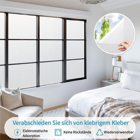 Self-Adhesive Frosted Window Film for Bathrooms and Offices, 60cmx3m, White - UV Protection Privacy Film