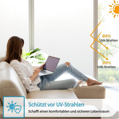 Self-Adhesive Frosted Window Film for Bathrooms and Offices, 60cmx3m, White - UV Protection Privacy Film