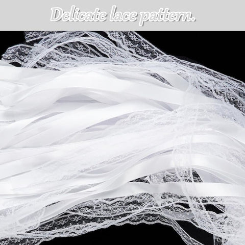 30 Pack Satin & Lace Ribbon Wands with Bells for Wedding Party Decor, 30cm