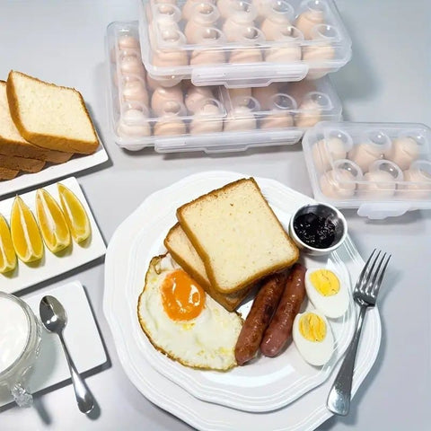 6-Compartment Egg Storage, Portable Transparent PP Material for Picnics Hiking, Compatible with Refrigerator, Blue
