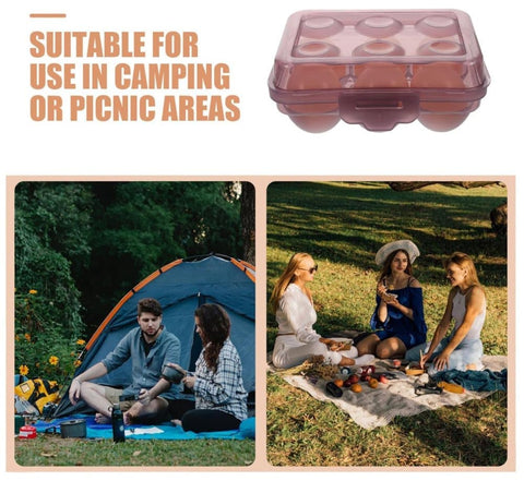 6-Compartment Egg Storage, Portable Transparent PP Material for Refrigerator Picnics Hiking, Purple