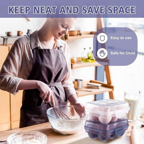 6-Compartment Egg Storage, Portable Transparent PP Material for Refrigerator Picnics Hiking, Purple