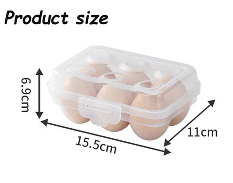 6-Compartment Egg Storage, White Portable Transparent PP Egg Holder for Refrigerator Picnics Hiking, 6 eggs