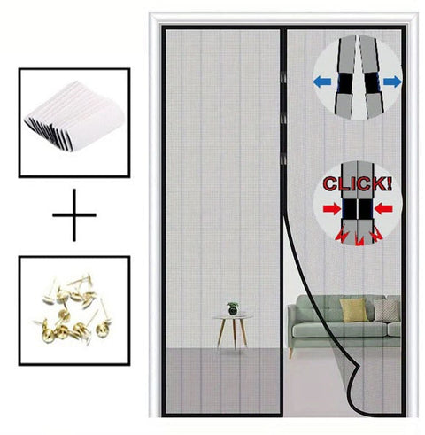 Magnetic insect screen door, automatic closing, durable scratch-resistant breathable quiet for insect protection, 90x210cm