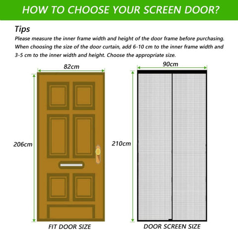 80 x 210 cm Magnetic Insect Screen Door, Automatic Closing, Durable and Scratch-Resistant, Breathable for Mosquito Protection