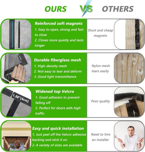 80 x 210 cm Magnetic Insect Screen Door, Automatic Closing, Durable and Scratch-Resistant, Breathable for Mosquito Protection